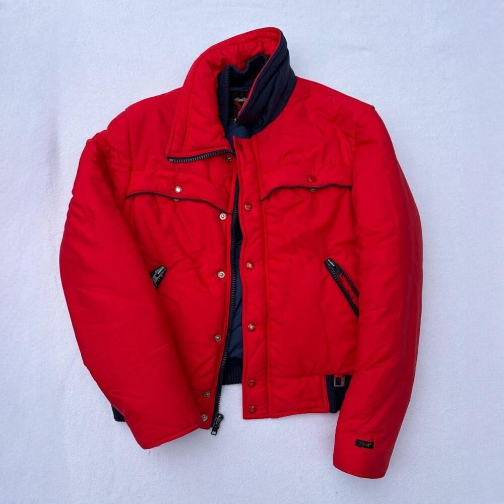 Vintage Fera Red Puffer Ski Jacket Sz S Fall Winter Cold Weather Aspen Autumn